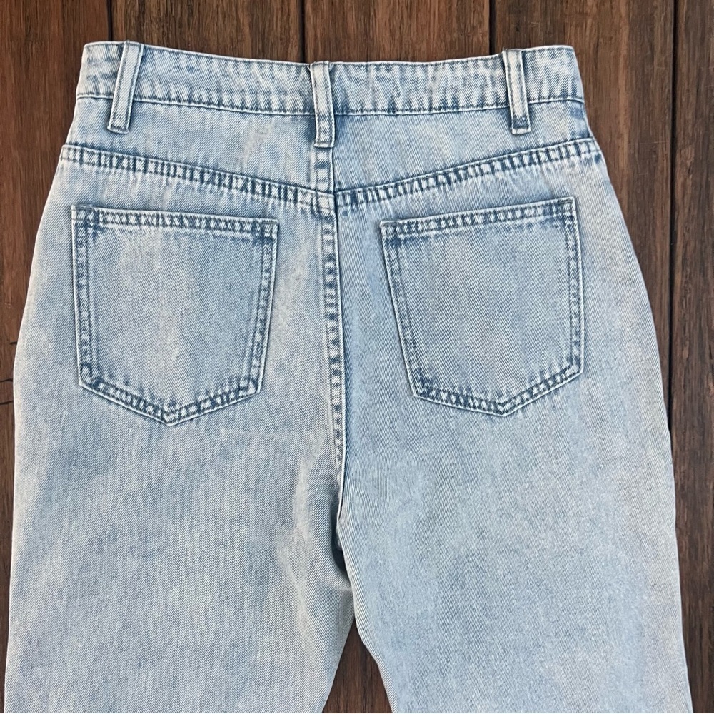 Le Lis High Rise Bootcut Light Wash Jeans Denim Flare Hippie 26 Seams Stone Wash - Picture 8 of 10